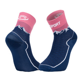 Chaussettes DOUBLE GR MID Marine/Rose