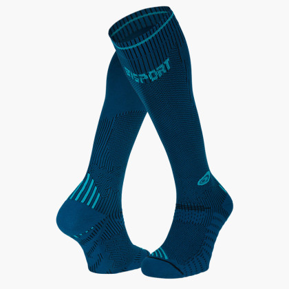 Calze a compressione Running blu/turchese