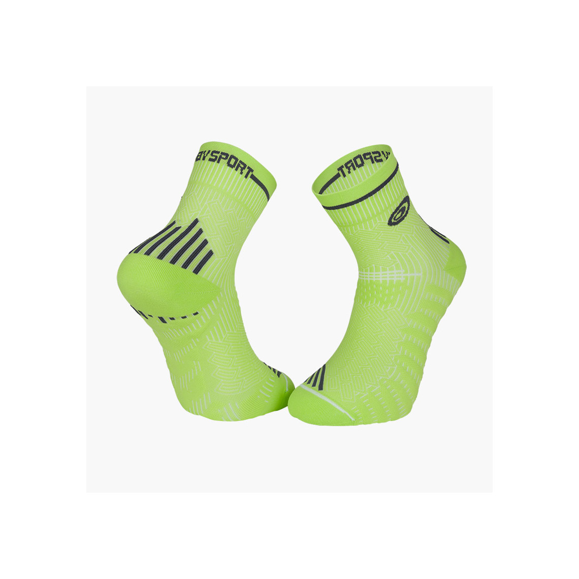 Chaussettes Cyclisme PRO' Line – Vert Fluo Tricolore, Taille Unique 39-46, Fabriquées En Italie