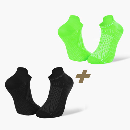 Pack x2 | Ultra short running socks Light 3D black/green