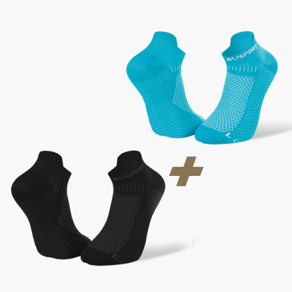 Pack x2 | Calze ultra corto running Light 3D nero/blu