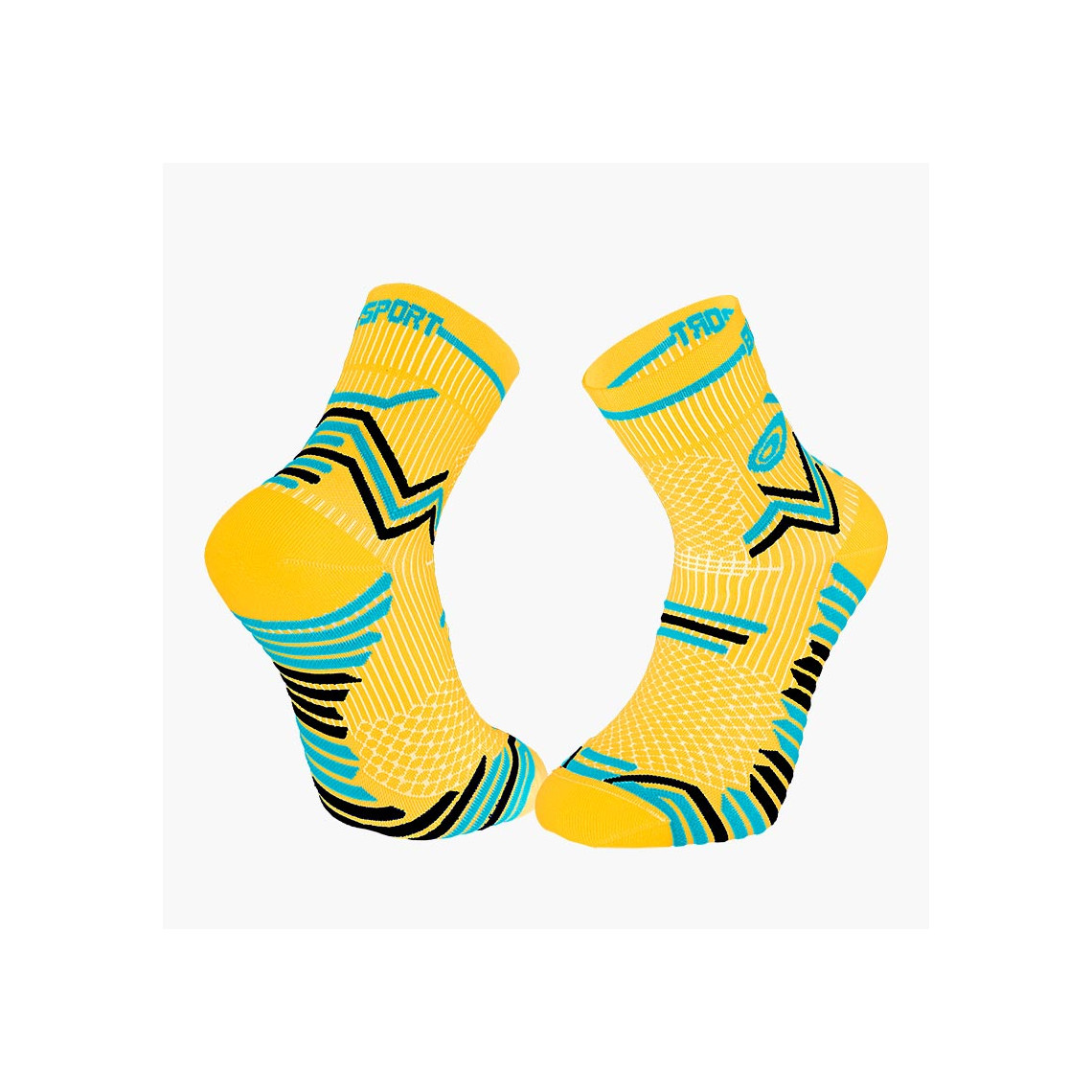 Made in France Chaussettes trail jaune-bleu