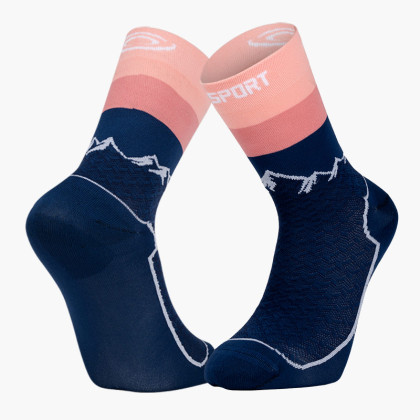 Chaussettes DOUBLE GR HAUTE Bleu Marine/Rose