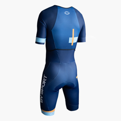 Combinaison triathlon manches courtes 3X200 Bleu/orange