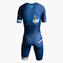 Short sleeve triathlon suit 3X200 blue/orange