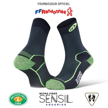 Chaussettes_randonnée_Double__polyamide_EVO_noir-vert