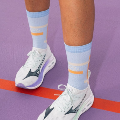 LIGHT RUN High Socks "BALI" Blue sky/Orange
