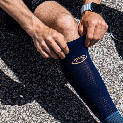 Chaussettes Run Marathon compression bleu