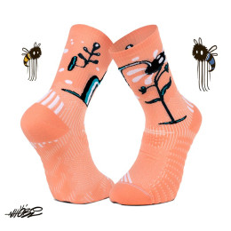 Chaussettes running - RUN COLLECTOR NHOBI Energie Rose  | Made in France