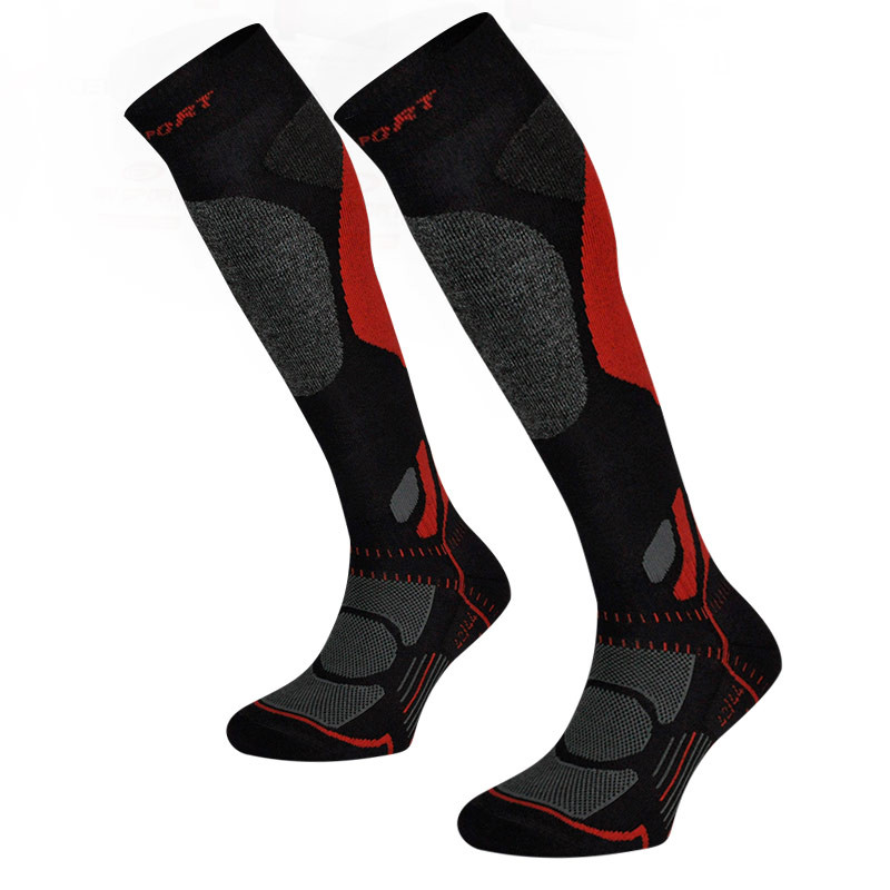 Chaussettes de compression pour le ski SLIDE PRO noir-rouge