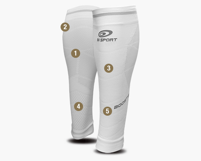 Manchons Compression BV Sport Booster Elite - Blanc Pour Mollets | Performance Récupération Sport