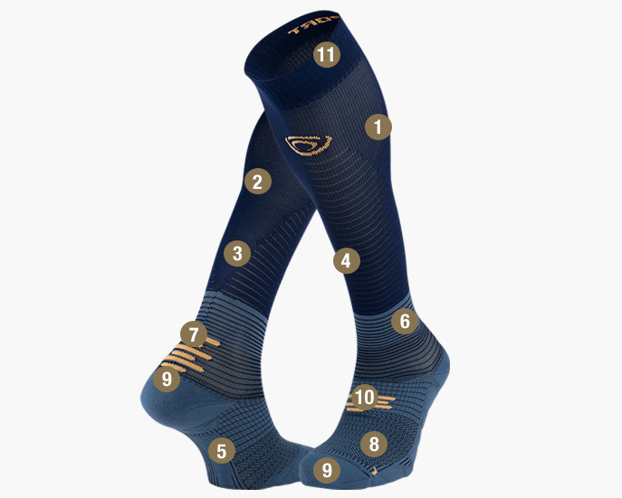 Chaussettes Run marathon compression bleu