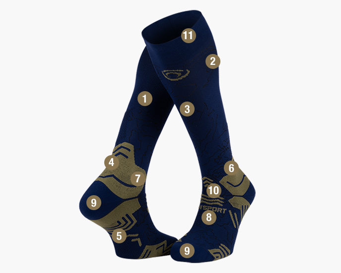 Chaussettes TREK GR compression Navy/kaki