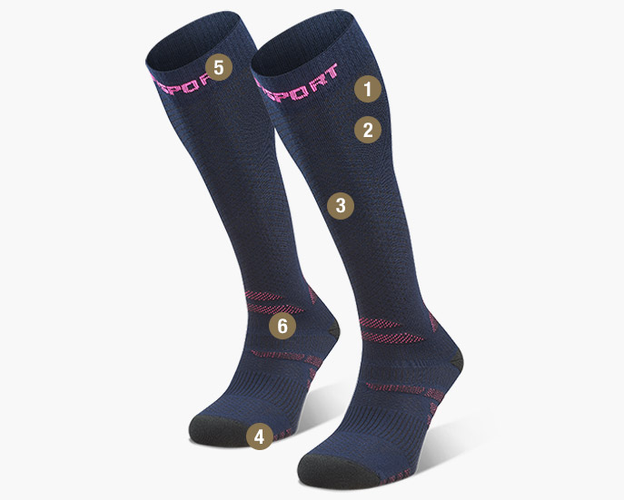 Hiking compression socks blue/pink