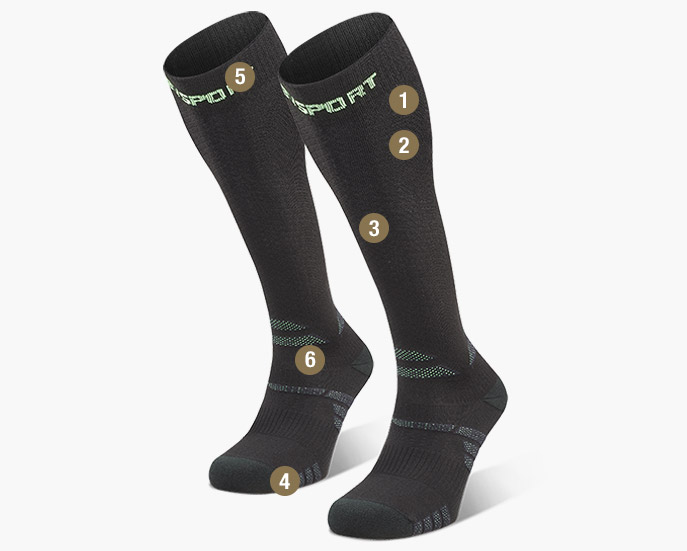 Hiking compression socks black/green