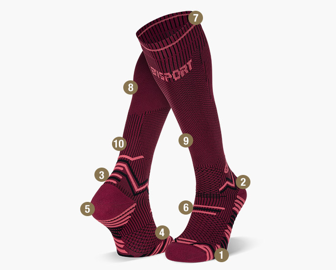 Trail compression socks burgundy