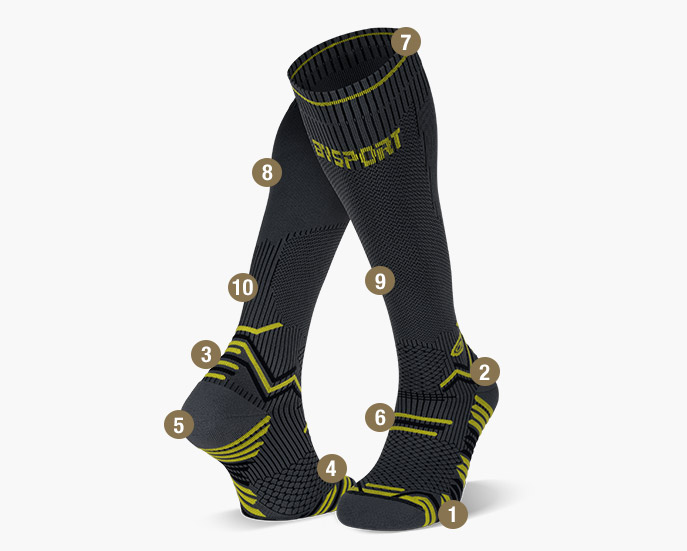 Chaussettes compression Trail gris/jaune