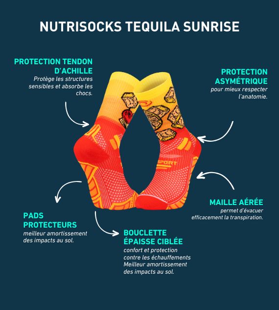 Chaussettes TRAIL ULTRA NUTRICOSK Tequila sunrise 