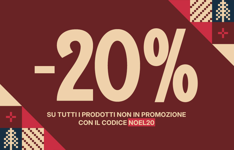 Hai bisogno di un regalo? -20% sui prodotti non in promozione fino al 24/12 con il codice NOEL20. Fai felice chi ami senza sbagliare!