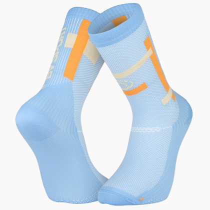 LIGHT RUN High Socks "BALI" Blue sky/Orange